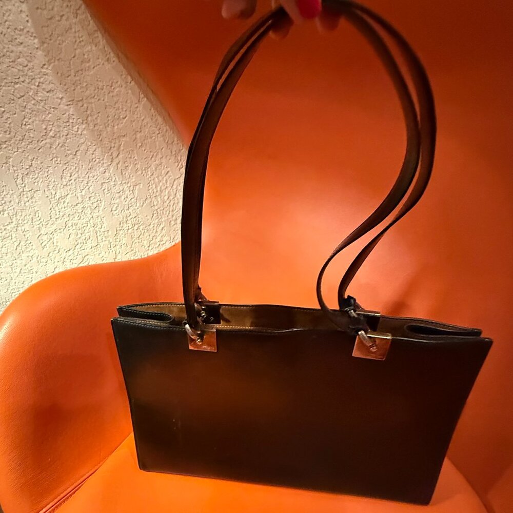Savlatore Ferragmo Italian Black Leather Tote